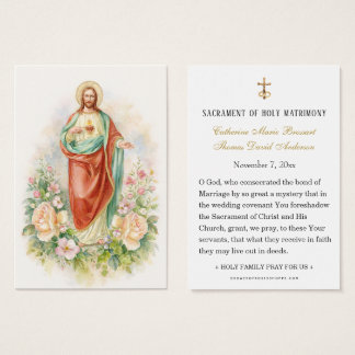 Cartes De Visite Catholic Wedding Sacred Heart of Jesus Prayer