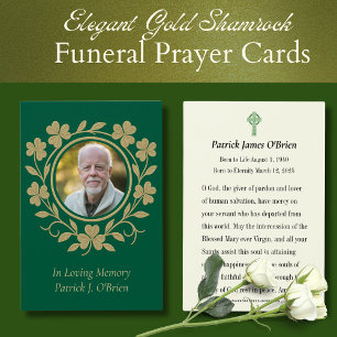 Cartes De Visite Catholique de prière funéraire Shamrocks irlandais