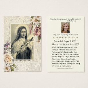 Cartes De Visite Catholique Funérailles Florale St Therese Prière