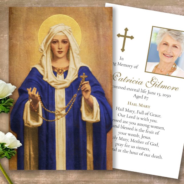 Cartes De Visite Catholique Perte Saint Rosaire Prière Sympathy Car (catholic, religious, celebration of life, in loving memory of, prayer cards for bereavement)