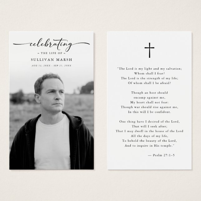 Cartes De Visite Celebrating Life Elegant Photo Funeral Prayer Card (Devant & derrière)
