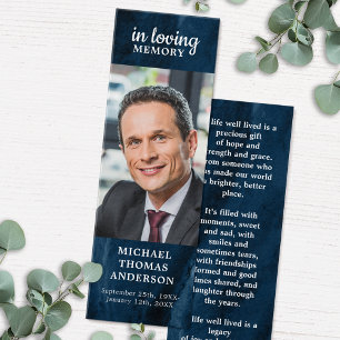 Cartes De Visite Célébration De La Vie Bleu Marbre Poème Signet