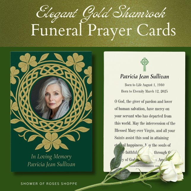 Cartes De Visite Céleste Shamrock funéraire prière irlandaise (Créateur téléchargé)