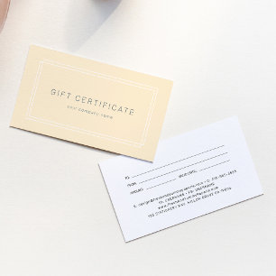 Cartes De Visite Certificat Cadeau Affaires Jaune Beurre AVERY