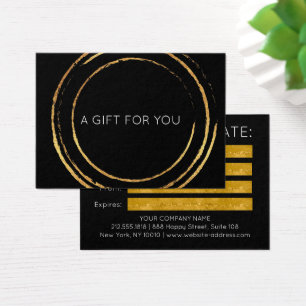 Cartes De Visite Certificat cadeau Black White Gold Géométrique