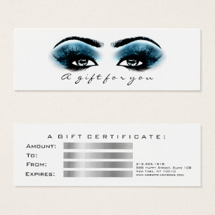 Cartes De Visite Certificat cadeau Blue Marine White Lashes Maquill