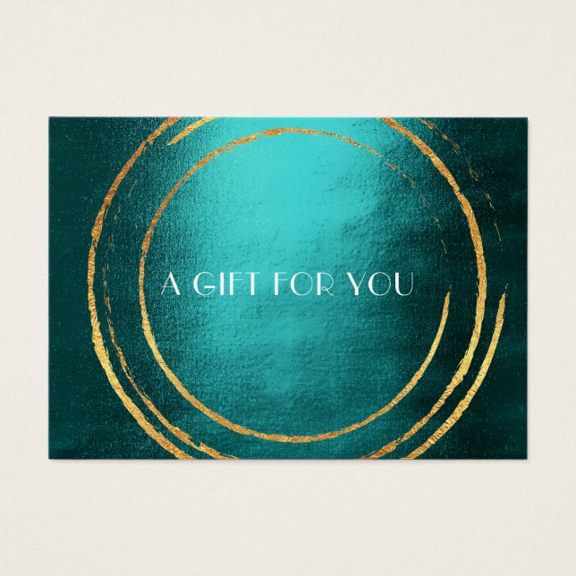 Cartes De Visite Certificat cadeau Cercles géométriques Gold Turquo (Devant)