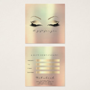 Cartes De Visite Certificat cadeau Champaiment Gold Lashes Glam maq