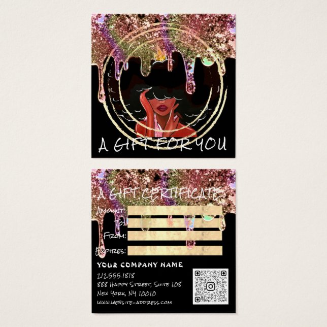 Cartes De Visite Certificat Cadeau Clou Poils de maquillage Noir (Devant & derrière)