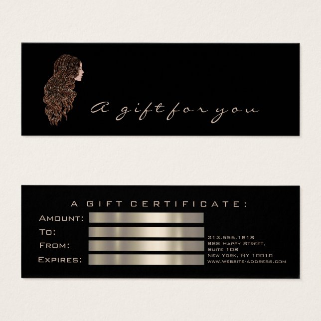Cartes De Visite Certificat cadeau Coiffeur ivoire Maquillage noir (Devant & derrière)