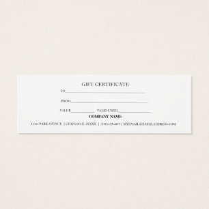 Cartes De Visite Certificat cadeau d'affaires Spa rose simple et mo