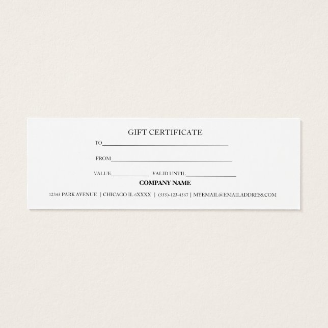 Cartes De Visite Certificat cadeau d'affaires Spa rose simple et mo (Dos)