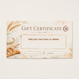 Cartes De Visite Certificat-cadeau de boulangerie à l'aquarelle bei