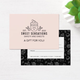 Cartes De Visite Certificat cadeau de boulangerie rose moderne