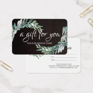 Cartes De Visite Certificat cadeau de feuillage botanique aquarelle