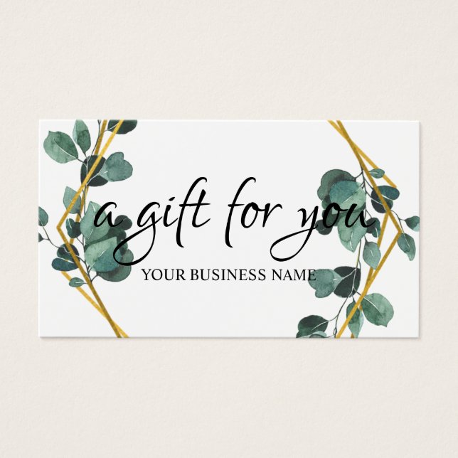 Cartes De Visite Certificat-cadeau de feuillage botanique d'aquarel (Devant)