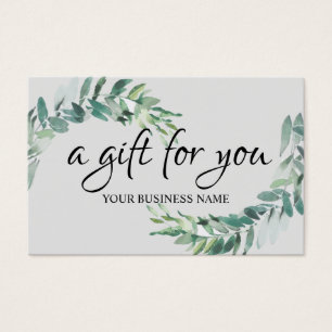 Cartes De Visite Certificat-cadeau de feuillage botanique d'aquarel