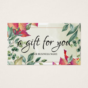 Cartes De Visite Certificat-cadeau de feuillage botanique d'aquarel