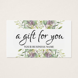 Cartes De Visite Certificat-cadeau de feuillage botanique d'aquarel
