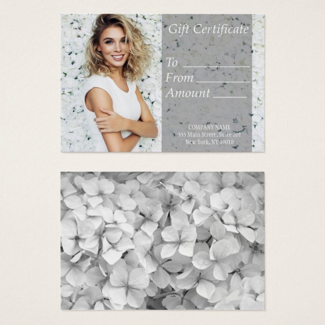 Cartes De Visite Certificat cadeau de salon blanc (Devant & derrière)