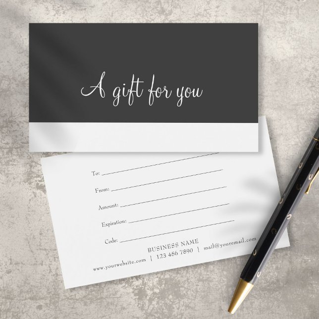 Cartes De Visite Certificat cadeau de script minimaliste (Minimalist Script Gift Certificate)