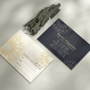 Cartes De Visite Certificat Cadeau de Studio de YOGA Mandala Fleurs