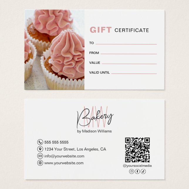 Cartes De Visite Certificat-cadeau d'entreprise avec logo monogramm (Devant & derrière)