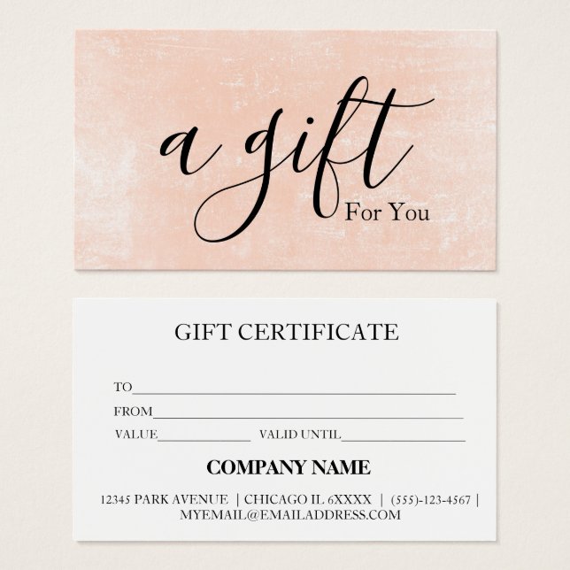 Cartes De Visite Certificat cadeau d'entreprise simple et moderne (Devant & derrière)