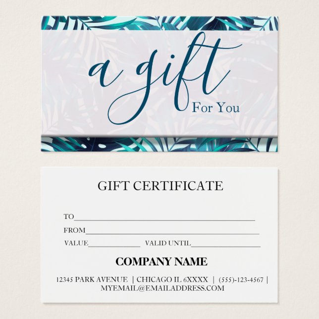 Cartes De Visite Certificat cadeau d'entreprise simple et moderne (Devant & derrière)