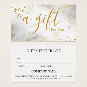 Cartes De Visite Certificat cadeau d'entreprise simple et moderne