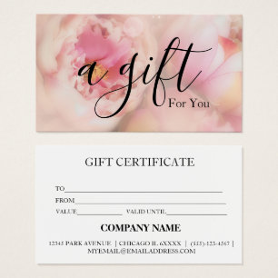 Cartes De Visite Certificat cadeau d'entreprise simple et moderne