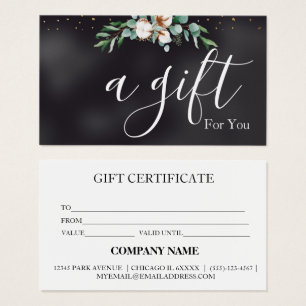 Cartes De Visite Certificat cadeau d'entreprise simple et moderne