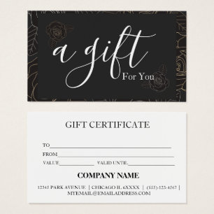 Cartes De Visite Certificat cadeau d'entreprise simple et moderne