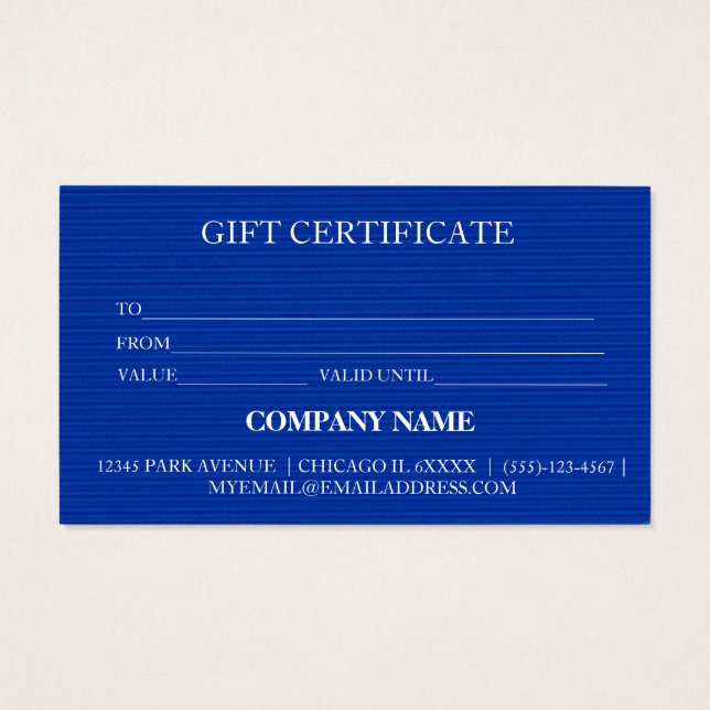 Cartes De Visite Certificat cadeau d'entreprise simple et moderne (Dos)