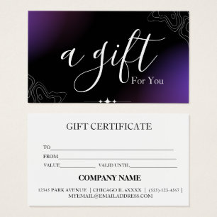 Cartes De Visite Certificat cadeau d'entreprise simple et moderne
