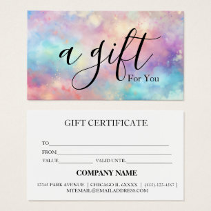Cartes De Visite Certificat cadeau d'entreprise simple et moderne