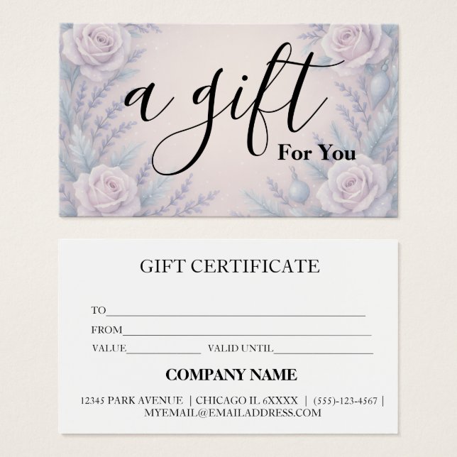 Cartes De Visite Certificat-cadeau d'entreprise simple et moderne (Devant & derrière)