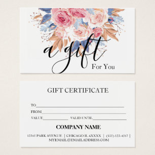 Cartes De Visite Certificat cadeau d'entreprise simple et moderne
