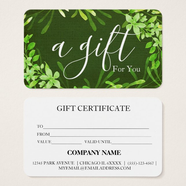 Cartes De Visite Certificat-cadeau d'entreprise simple et moderne (Devant & derrière)
