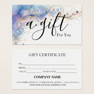 Cartes De Visite Certificat cadeau d'entreprise simple et moderne