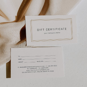 Cartes De Visite Certificat Cadeau Entreprise Avery Chic Or Noir