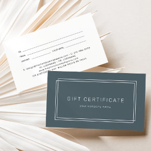 Cartes De Visite Certificat cadeau entreprise bleu marine foncé AVE