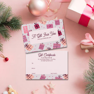 Cartes De Visite Certificat Cadeau Entreprise Festif Rose Moderne