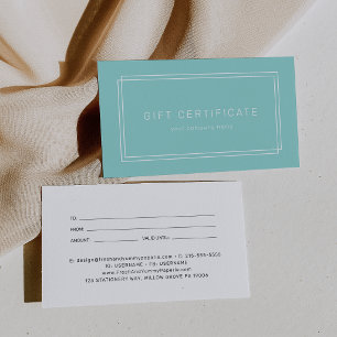 Cartes De Visite Certificat Cadeau Entreprise Vert Menthe Avery Mod