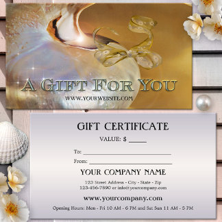 Cartes De Visite Certificat Cadeau Festif Coquillage Élégant