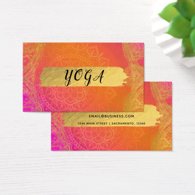 Cartes De Visite Certificat cadeau Fuchsia Pink Orange & Gold India (Bureau)