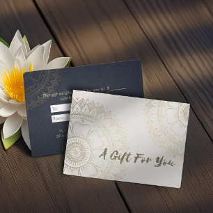 Cartes De Visite Certificat cadeau instructeur YOGA Blue Gold Manda