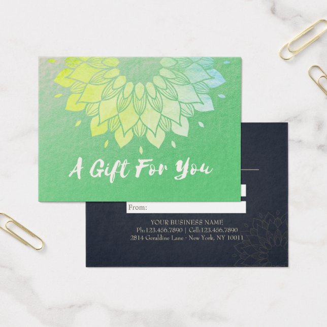 Cartes De Visite Certificat cadeau instructeur YOGA Gold Foil Manda (Bureau)