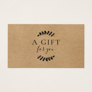 Cartes De Visite Certificat Cadeau Kraft Rustique Feuilles de Lauri