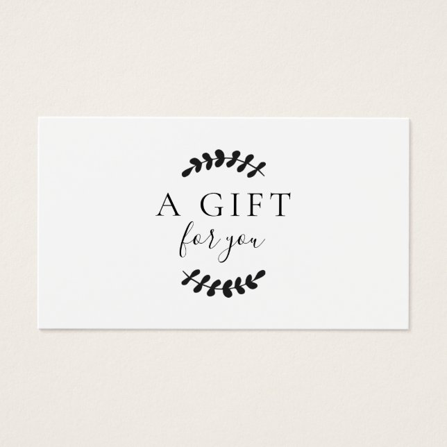 Cartes De Visite Certificat cadeau Laurel Feuille noir et blanc (Devant)